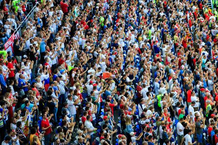 Kaliningrad, Russia - June 28 2018: English fans in the stands of Kaliningrad Stadium during the FIFA World Cup 2018のeditorial素材