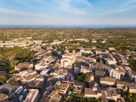 Aerial: S'Alqueria Blanca town in Mallorca, Spainの写真素材