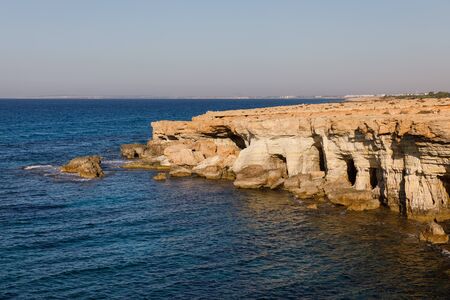 Sea caves, the natural landmark of Cyprusの写真素材