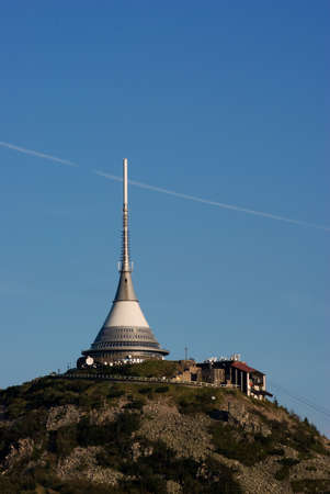Lookout and a telecommunications tower on Mount Jested (Liberec city, Czech Republic, EU)の写真素材