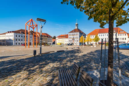 Town Hall on square in Bischofswerdaの写真素材