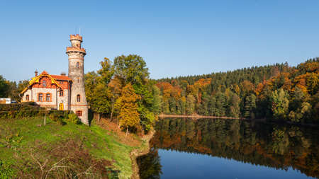 Autumn at the Dam Les Kralovstvi near Dvur Kralove nad Labemの写真素材