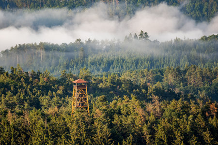 Drtins lookout tower near the village of Cimの写真素材