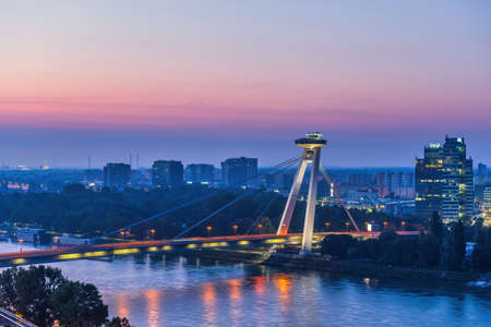 Observation platform of SNP bridge (also known as New Bridge and UFO Bridge) in the center of...