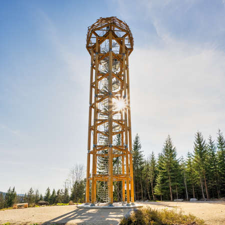 Svetly vrch lookout tower in Jizera mountainsの写真素材