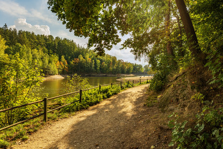 The Liberec - Harcov dam during its release in the fall of 2022の写真素材
