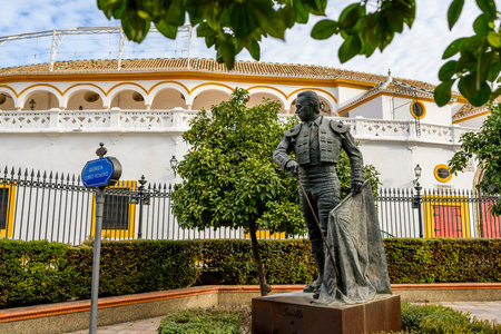 Seville, Spain - March 4, 2023. The statue of Curro Romeroのeditorial素材