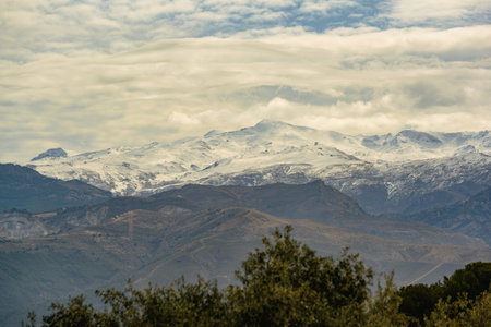 Sunrise over the mountains of the Sierra Nevada in Spain.の写真素材