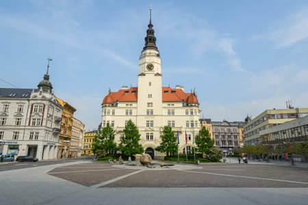 OPAVA, CZECH REPUBLIC - May 20, 2023: Main Square and Old Town Hall, Opava.のeditorial素材