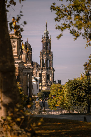Hofkirche church at night, Dresden, Saxony, Germany.の写真素材