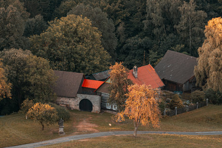Kopic Farmhouse. Traditional rural house in Bohemian Paradise, Czech Republic.の写真素材