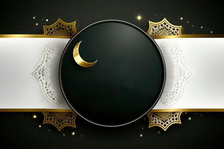 Ramadan Kareem background with moon and crescent. Vector illustration.の素材