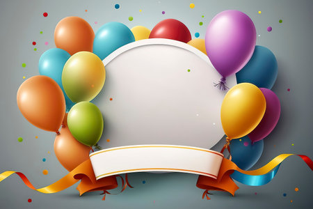 Celebration background with balloons and confetti. Vector illustration.の素材