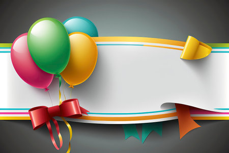 Illustration of colorful balloons with ribbons on grey background - vectorの素材