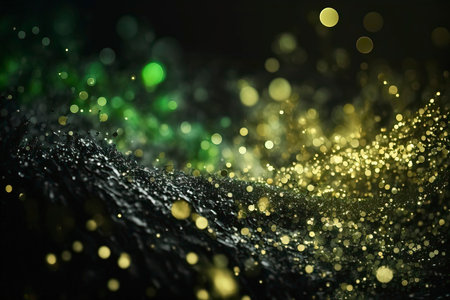 Glitter vintage lights background. gold and black. de-focusedの素材