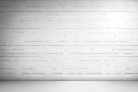 White brick wall with spotlight. 3d rendering. Mock up.の素材
