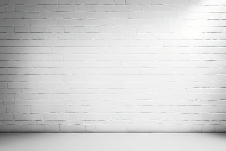 White brick wall background and floor. 3d rendering. Mock upの素材