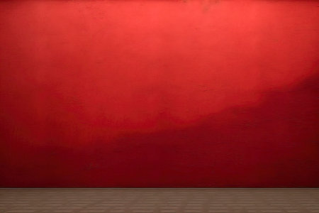 Empty room with red wall and floor. Abstract background for design.の素材