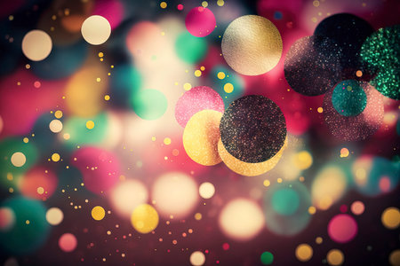 Colorful circles of light abstract background. Christmas and New Year holidays backgroundの素材