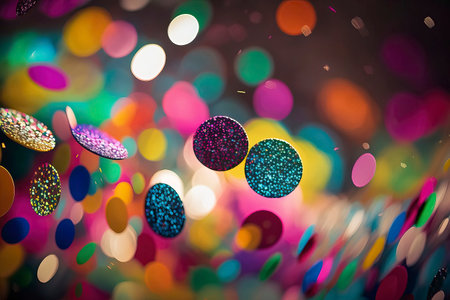 Easter eggs on colorful bokeh background. Happy Easter.の素材