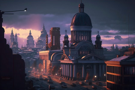 St. Petersburg, Russia. Night view of St. Isaac's Cathedral.の素材
