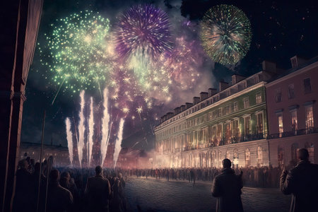 Fireworks over the Main Market Square in St. Petersburg, Russiaの素材