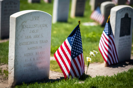 Memorial Day at the Arlington National Cemetery in Arlington, Virginia.の素材