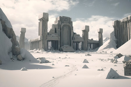 Fantasy alien planet. Mountain and sky. 3D illustration.の素材