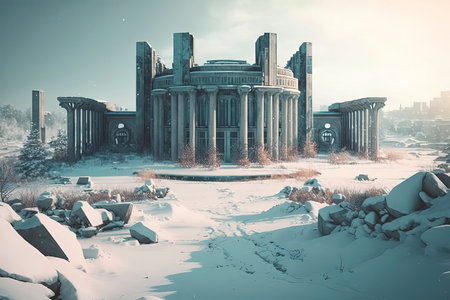Beautiful winter landscape in the city park. Filtered image processed vintage effect.の素材