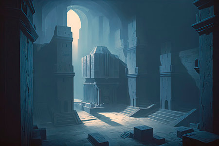 Mysterious door in the old city. 3D rendering.の素材