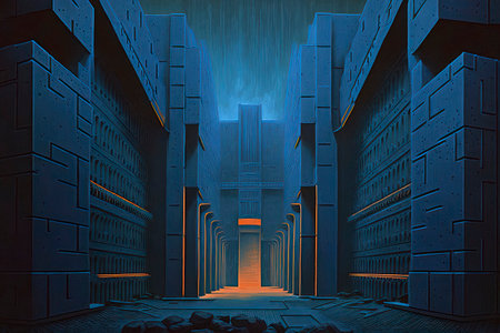 Futuristic city with neon lights, 3d rendering. Computer digital drawing.の素材