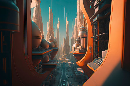 Futuristic city. Futuristic city. 3D rendering.の素材