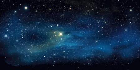 Night sky with stars and milky way. Vector illustration of space background.の素材