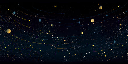 Night sky with stars and planets. Vector illustration for your design.の素材