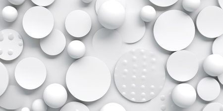 White abstract background with circles. 3d rendering, 3d illustration.の素材