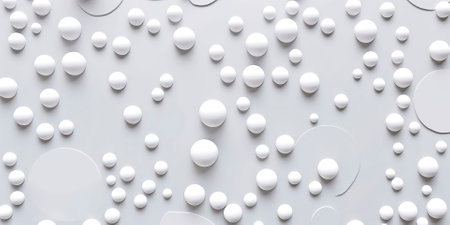 Abstract 3d rendering of chaotic white spheres. Futuristic background design.の素材