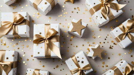 Christmas and New Year holiday background Xmas greeting, Gift Box ideaの素材