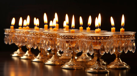 Hanukkah menorah made of pure gold encrusted , A Jewish festivalの素材
