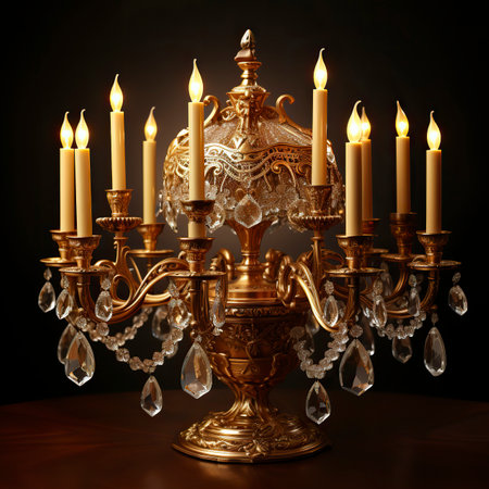 Hanukkah menorah made of pure gold encrusted , A Jewish festivalの素材