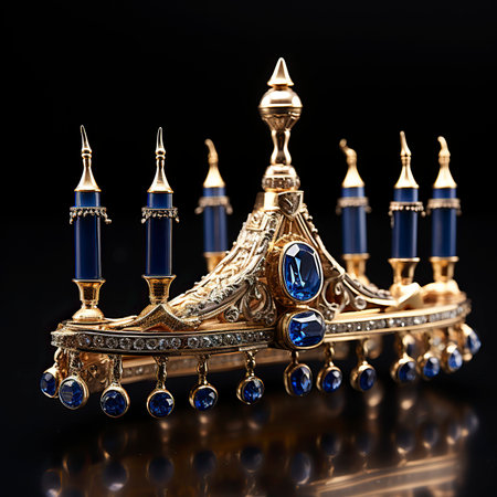 Hanukkah menorah made of pure gold encrusted , A Jewish festivalの素材