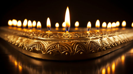 Hanukkah menorah made of pure gold encrusted , A Jewish festivalの素材