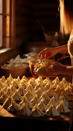 Traditional Dongzhi dumplings being made, Winter Solstice Festival, traditional Chinese festival.の素材