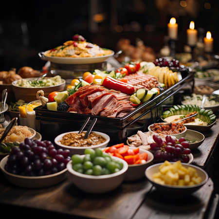 Photorealistic detailed image of Various types of Food, Generative Aiの素材