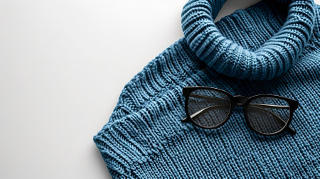 Top View Blue Sweater and Hoodie Mock-up Unisex Fashion, Book, Sunglassesの素材
