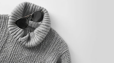 Top View Grey Sweater and Hoodie Mock-up Unisex Fashion, Book, Sunglassesの素材