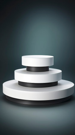 White round podium on a dark background. 3d render illustration.の素材