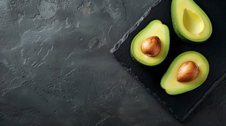 Avocado Toast , Black Surface Table, minimalistic decorの素材