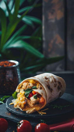 Breakfast Burrito, Black Surface Table, minimalistic decorの素材