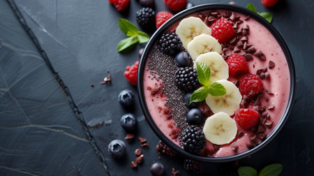 Smoothie Bowl, Black Surface Table, minimalistic decorの素材