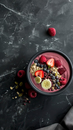 Smoothie Bowl, Black Surface Table, minimalistic decorの素材